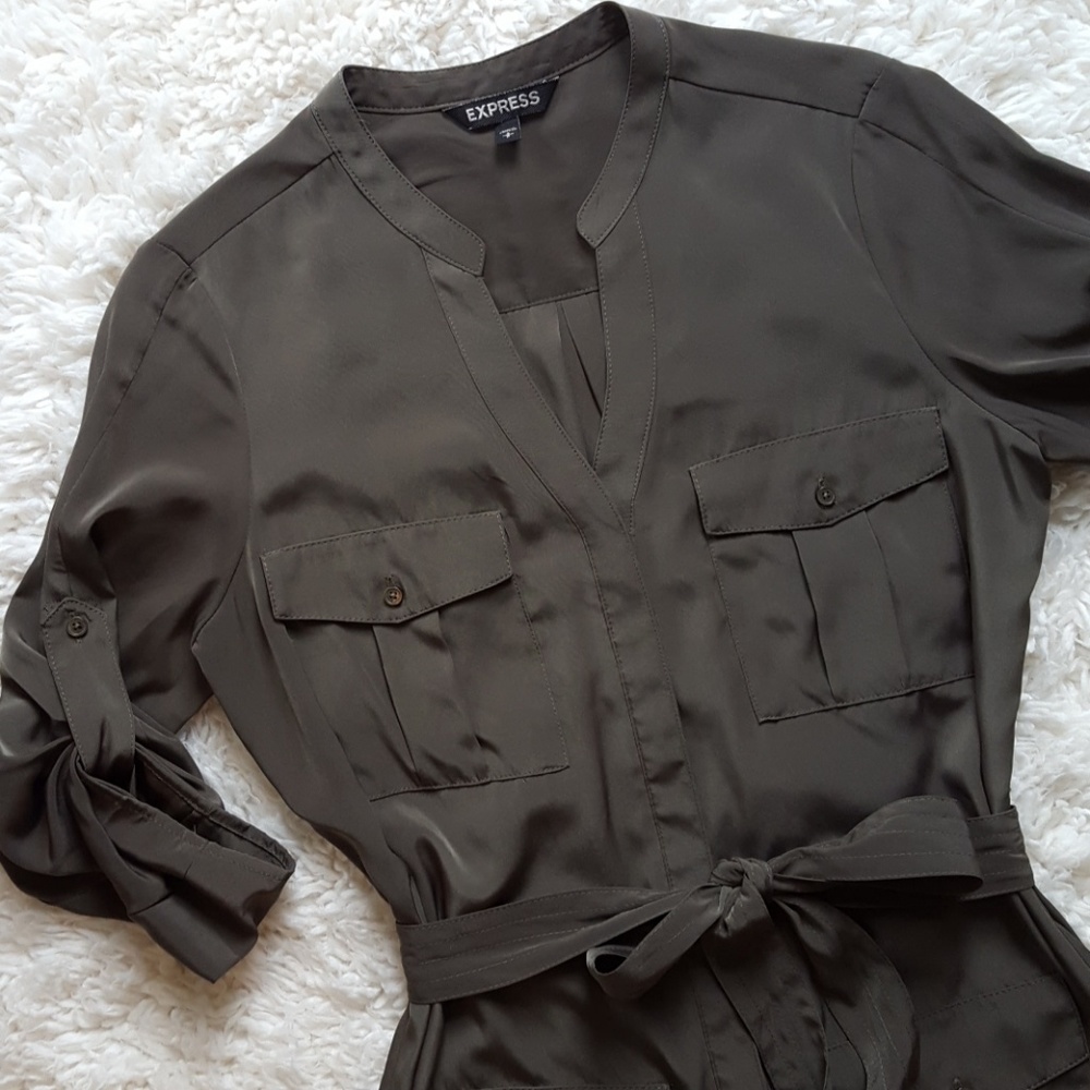 Army Green Shirt Dress